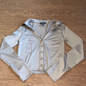 Forever 21 Taupe Shiny Button-down Going out top